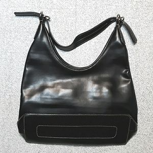 Vintage 2000s Liz Claiborne glossy black over-the-shoulder purse with wallet